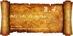 Mátéfi Anita névjegykártya
